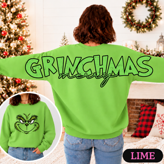 Mean One Face Christmas Big Back Sweatshirt | Merry Christmas Crewneck | Holiday Graphic Sweatshirt