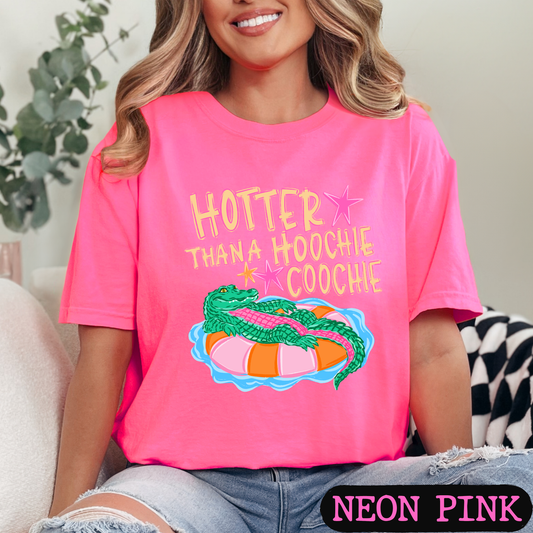 Hotter Than A Hoochie Coochie Graphic Tee | Funny Southern Alligator Shirt | Trendy Comfort Colors Style T-Shirt