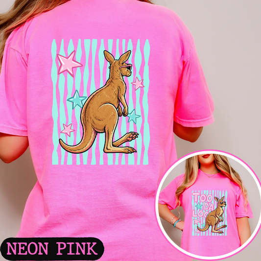 Too Da Loo Kangaroo Tee | Funny Retro Animal Shirt | Front & Back Graphic