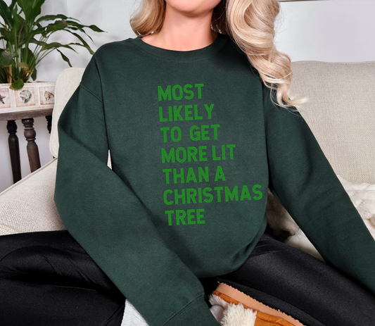 Holiday “Most Likely To…” Sweatshirt | Funny Christmas Crewneck | Adults & Teens | Custom Phrase Available