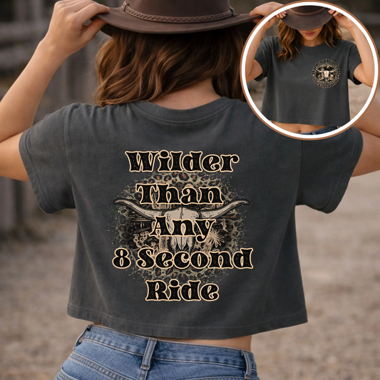 Wilder Than Any 8 Second Ride Western Cowgirl Graphic Tee | Vintage Rodeo Shirt | Country Western T-Shirt