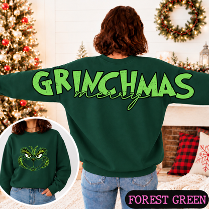 Mean One Face Christmas Big Back Sweatshirt | Merry Christmas Crewneck | Holiday Graphic Sweatshirt