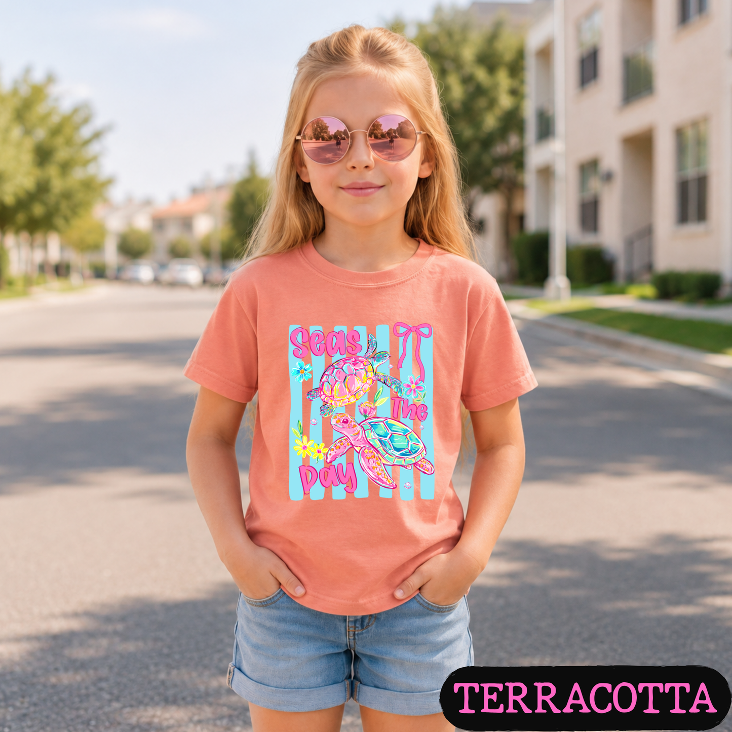 Seas The Day Sea Turtle Graphic Tee | Coastal Beach Shirt | Summer Vacation Tee | Ocean Lover Gift | Cute Turtle Shirt