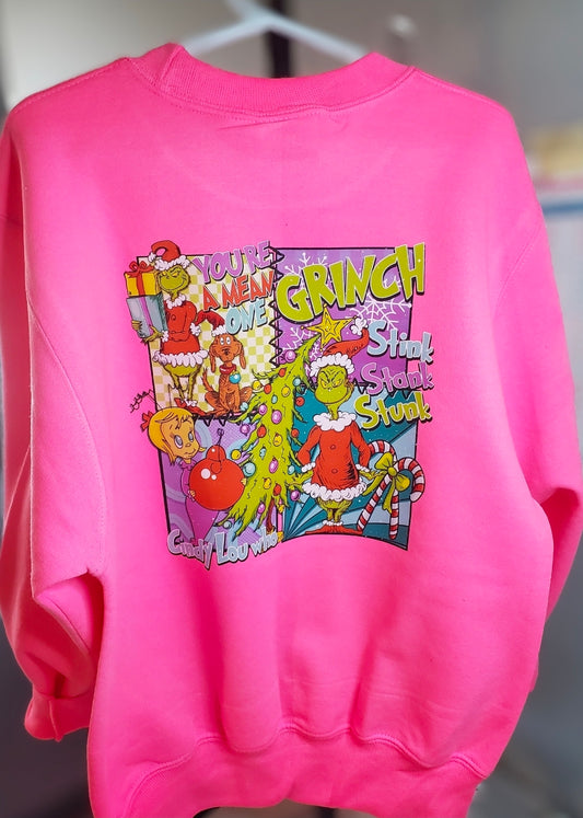 Pink Green One Christmas Crewneck | Holiday Sweatshirt | Stink Stank Stunk