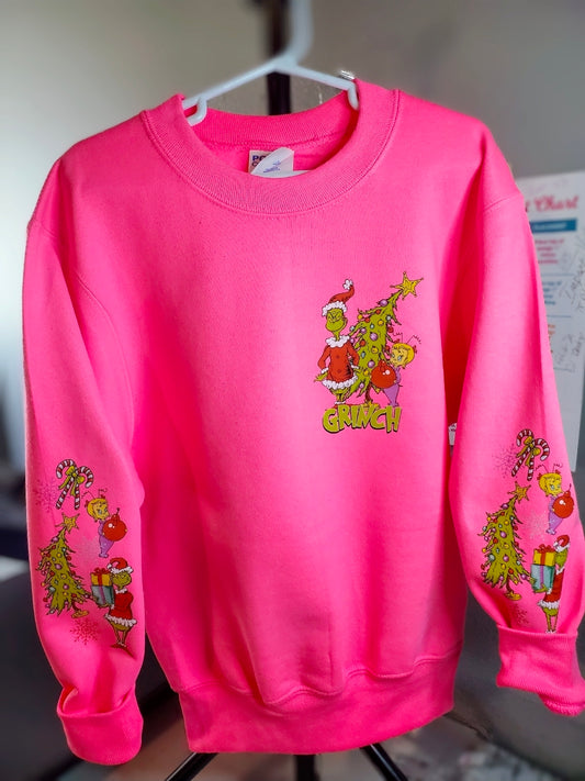 Pink Green One Christmas Crewneck | Holiday Sweatshirt | Stink Stank Stunk