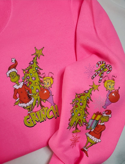Pink Green One Christmas Crewneck | Holiday Sweatshirt | Stink Stank Stunk