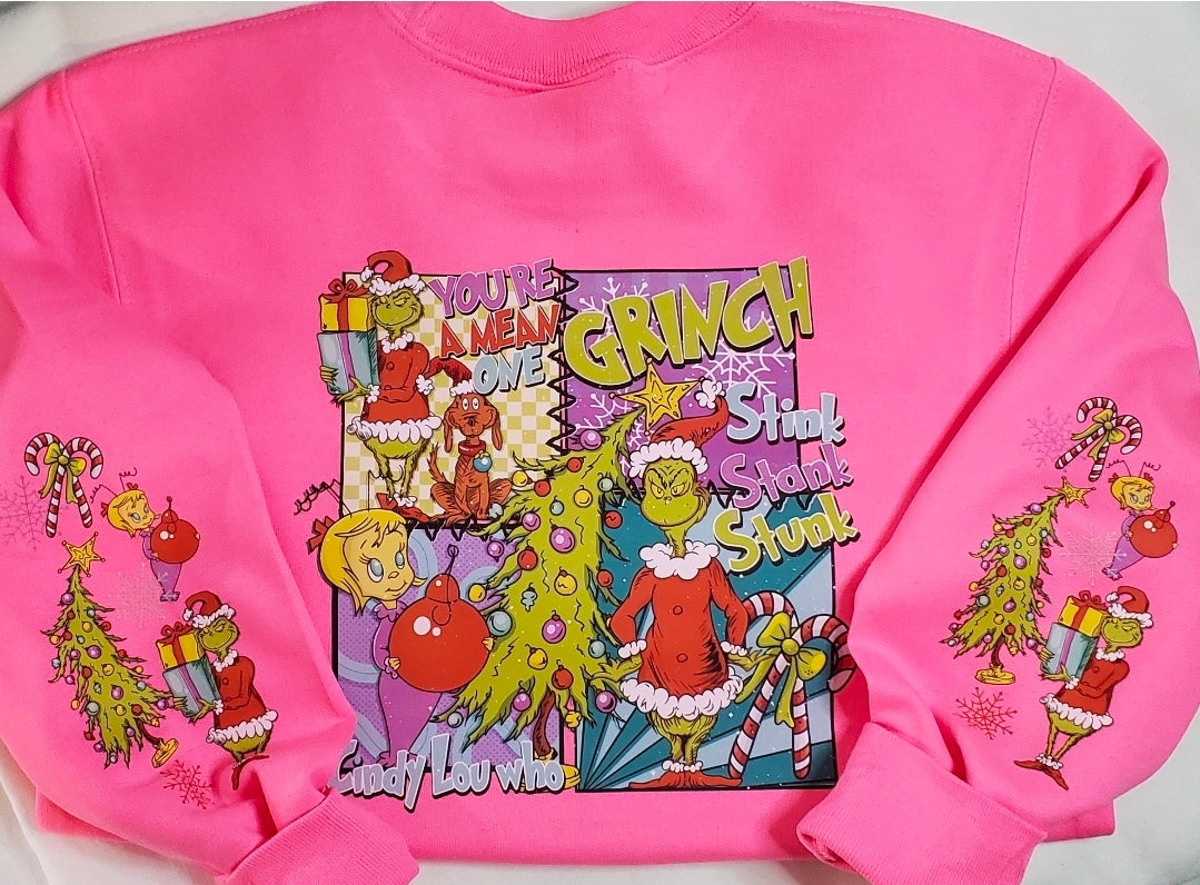 Pink Green One Christmas Crewneck | Holiday Sweatshirt | Stink Stank Stunk