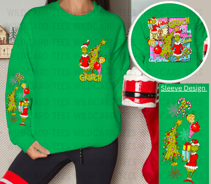 Green Guy Christmas Long Sleeve Shirt – Front, Back & Sleeve Design | Festive Holiday Tee