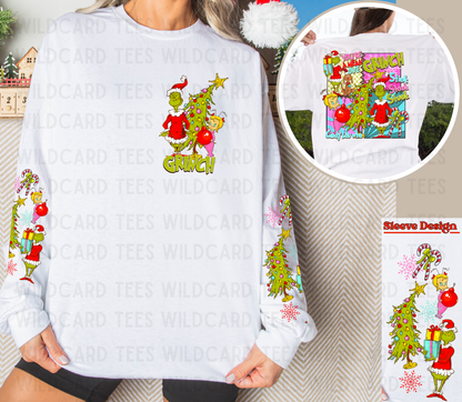 Green Guy Christmas Long Sleeve Shirt – Front, Back & Sleeve Design | Festive Holiday Tee
