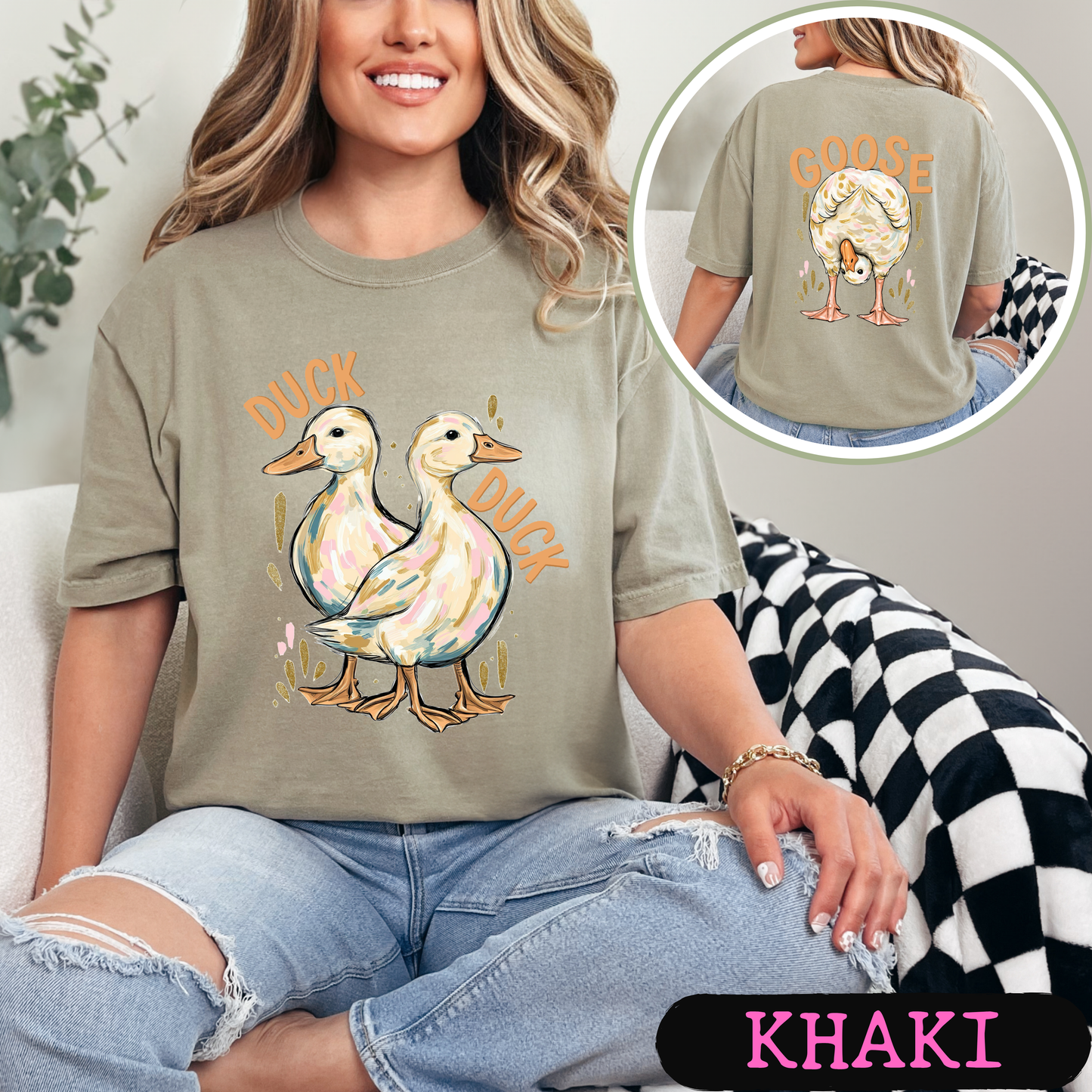 Duck Duck Goose Shirt | Funny Goose Graphic Tee | Cute Farm Animal T-Shirt | Trendy Comfort Colors Style Tee | Front & Back Print
