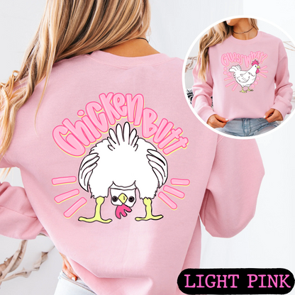 Guess What Chicken Butt Crewneck Sweatshirt | Funny Chicken Sweatshirt | Cozy Graphic Pullover