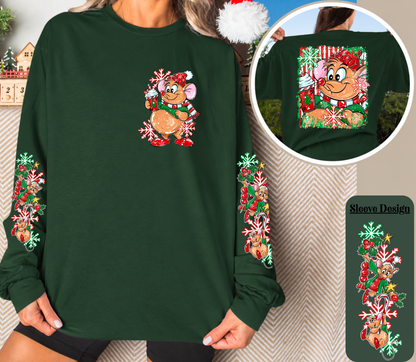 Christmas Mouse Long Sleeve Shirt – Front, Back & Sleeve Design