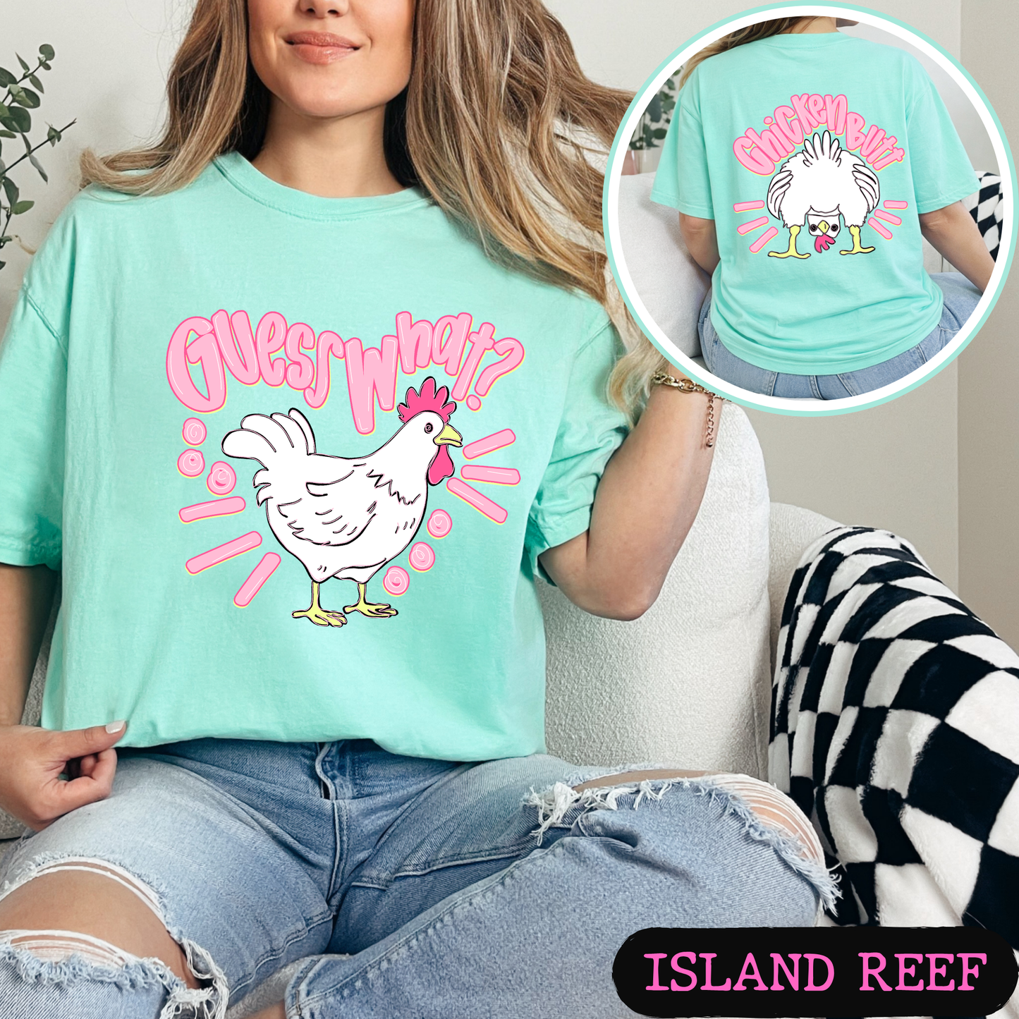 Guess What Chicken Butt Shirt | Funny Chicken Graphic Tee | Cute Farm Humor T-Shirt