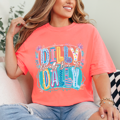 Dilly Dally Graphic Tee | Funny Colorful Retro Shirt | Cute Trendy Women’s T-Shirt | Comfort Colors Style