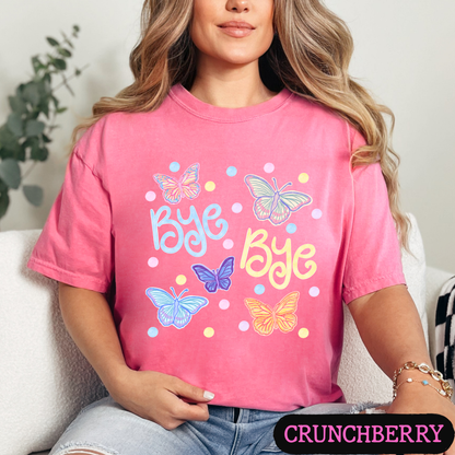 Bye Bye Butterfly Tee | Colorful Spring Graphic T-Shirt | Cute Butterfly Shirt