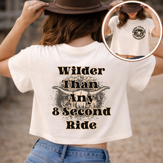 Wilder Than Any 8 Second Ride Western Cowgirl Graphic Tee | Vintage Rodeo Shirt | Country Western T-Shirt