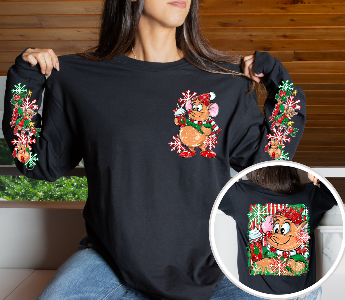 Christmas Mouse Long Sleeve Shirt – Front, Back & Sleeve Design
