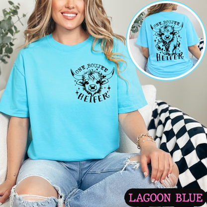 One Boujee Heifer Comfort Colors Graphic Tee | Funny Highland Cow Shirt | Cute Western Cowgirl T-Shirt | Coffee Lover Gift