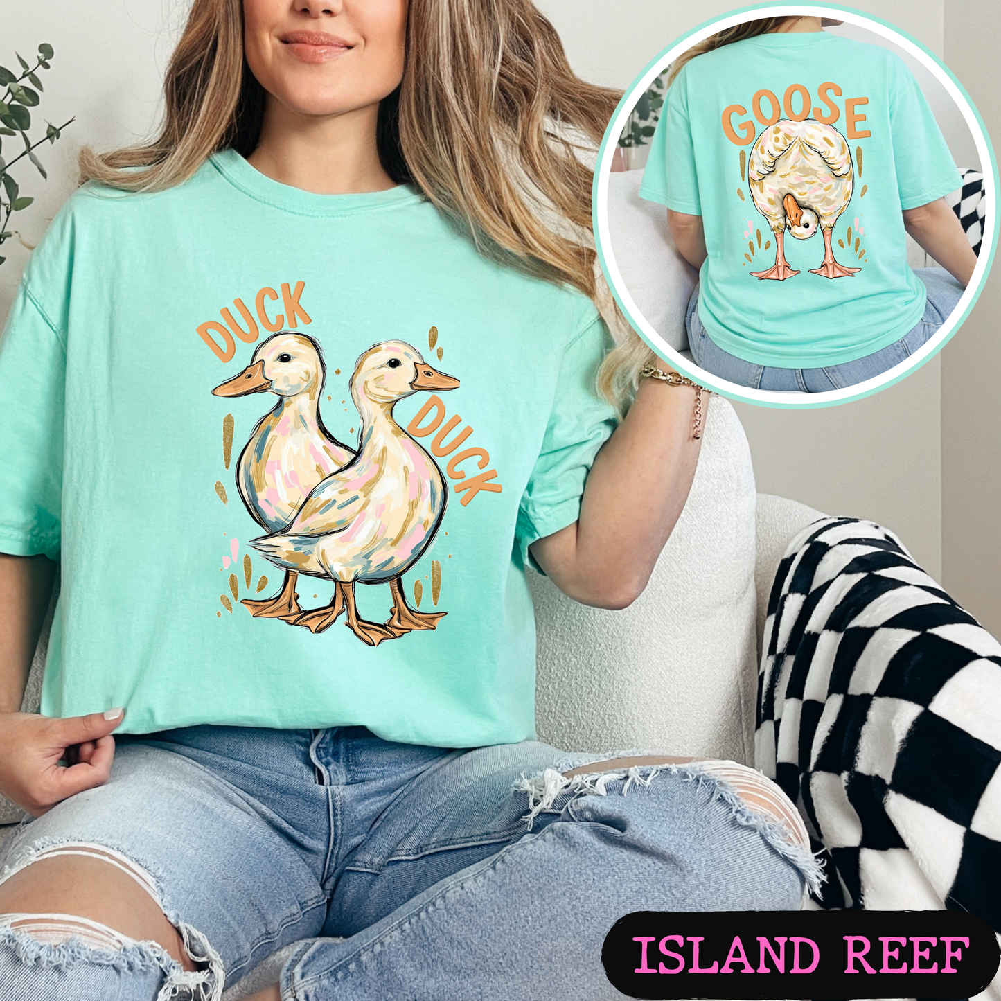 Duck Duck Goose Shirt | Funny Goose Graphic Tee | Cute Farm Animal T-Shirt | Trendy Comfort Colors Style Tee | Front & Back Print