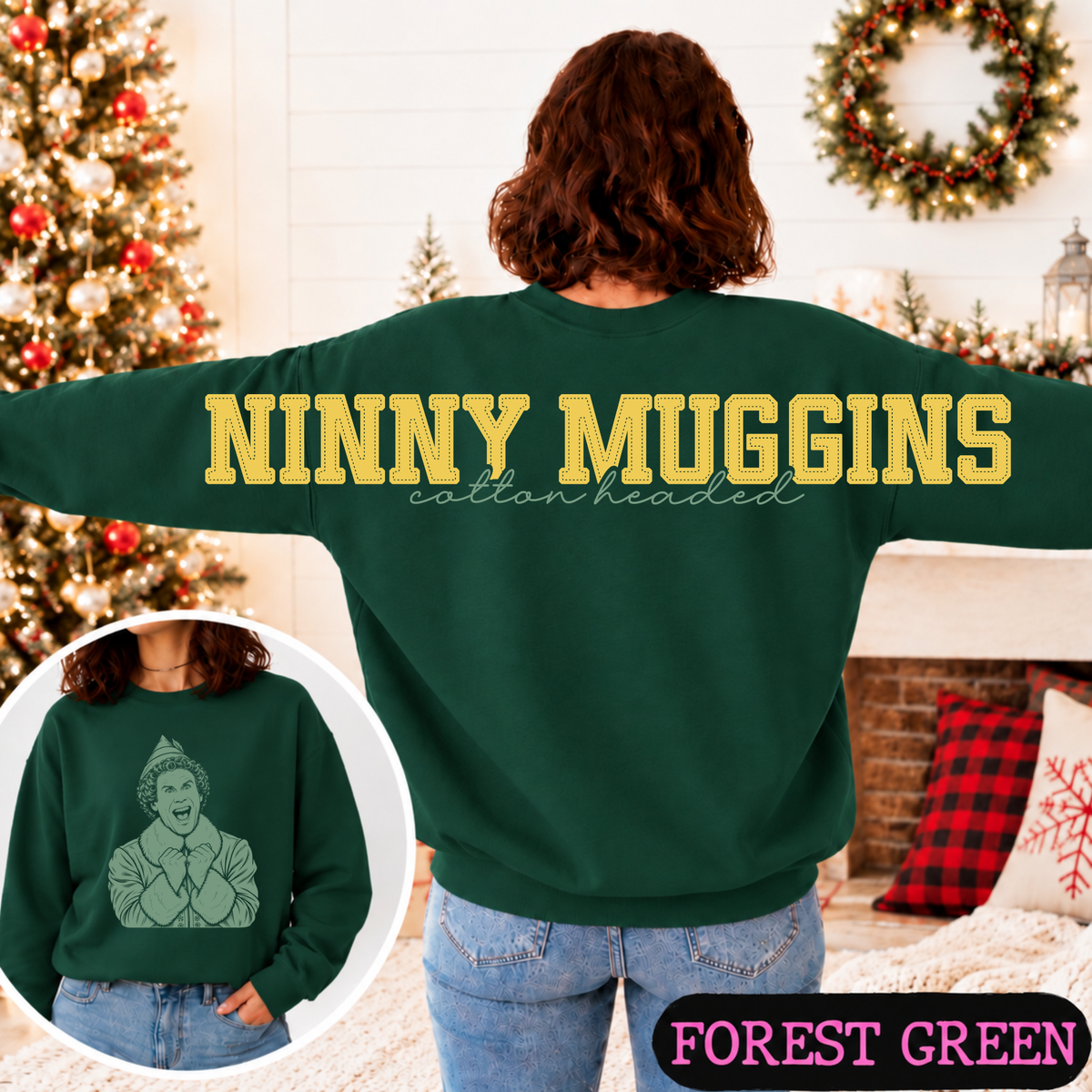 Big Back Cotton Headed Ninny Muggins Christmas Sweatshirt | Funny Holiday Graphic Crewneck