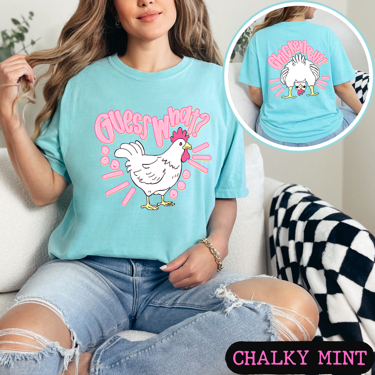 Guess What Chicken Butt Shirt | Funny Chicken Graphic Tee | Cute Farm Humor T-Shirt