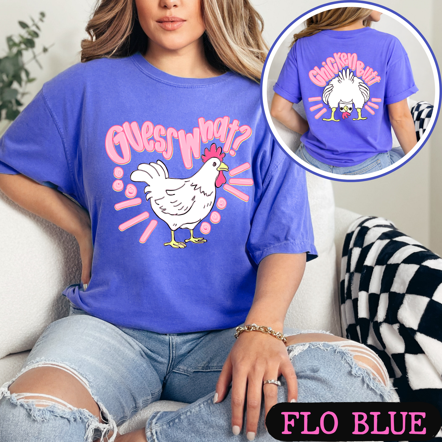 Guess What Chicken Butt Shirt | Funny Chicken Graphic Tee | Cute Farm Humor T-Shirt