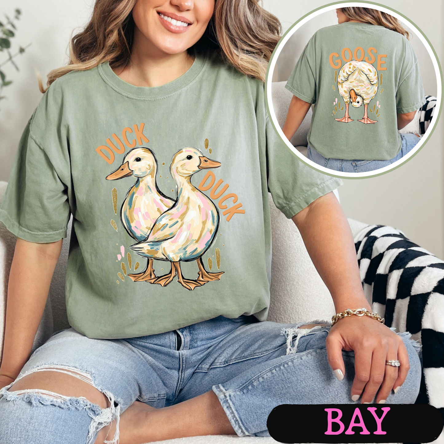 Duck Duck Goose Shirt | Funny Goose Graphic Tee | Cute Farm Animal T-Shirt | Trendy Comfort Colors Style Tee | Front & Back Print