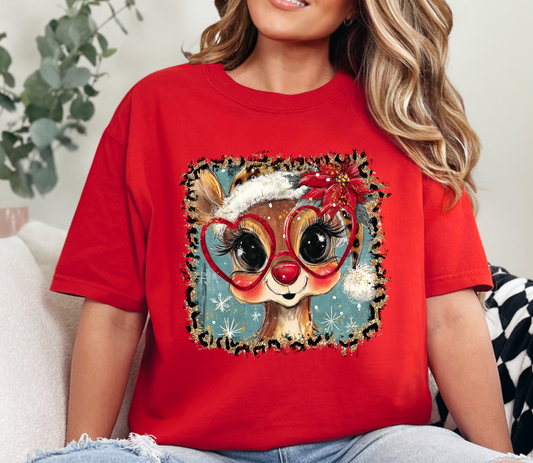 Cute Christmas Reindeer Tee | Holiday Graphic T-Shirt
