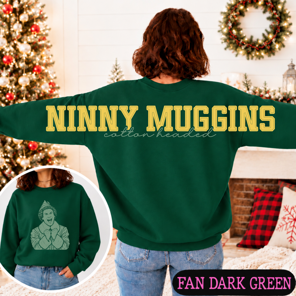 Big Back Cotton Headed Ninny Muggins Christmas Sweatshirt | Funny Holiday Graphic Crewneck
