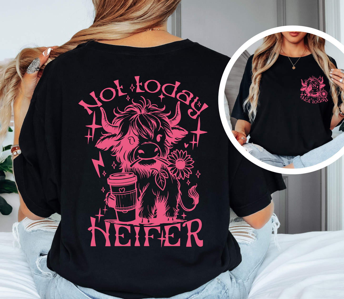 Not Today Heifer Shirt | Funny Cow Graphic Tee | Comfort Colors Oversized Unisex T-Shirt