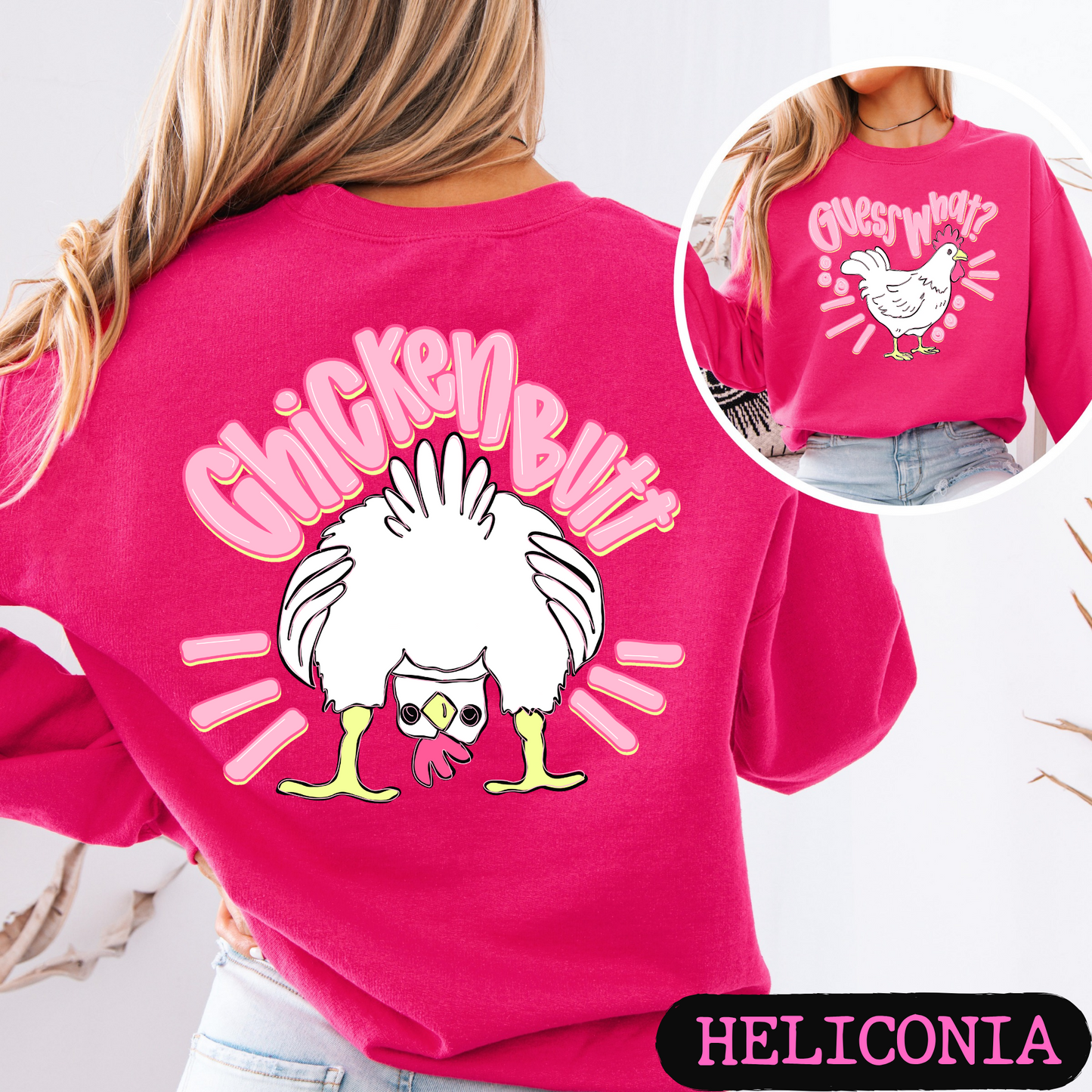 Guess What Chicken Butt Crewneck Sweatshirt | Funny Chicken Sweatshirt | Cozy Graphic Pullover