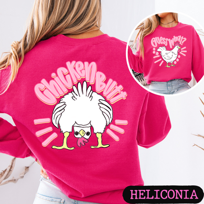 Guess What Chicken Butt Crewneck Sweatshirt | Funny Chicken Sweatshirt | Cozy Graphic Pullover