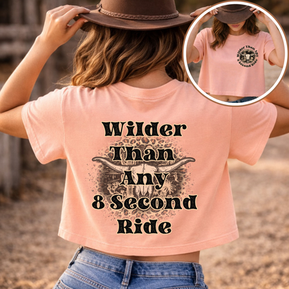 Wilder Than Any 8 Second Ride Western Cowgirl Graphic Tee | Vintage Rodeo Shirt | Country Western T-Shirt