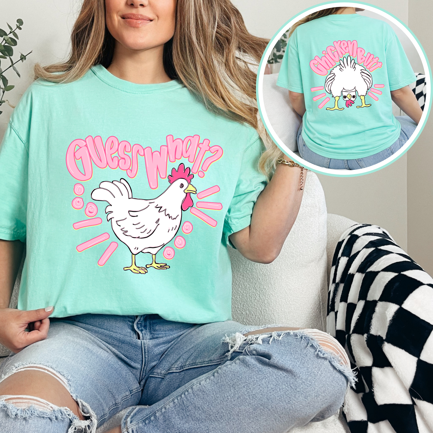 Guess What Chicken Butt Shirt | Funny Chicken Graphic Tee | Cute Farm Humor T-Shirt