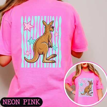 Too Da Loo Kangaroo Tee | Funny Retro Animal Shirt | Front & Back Graphic