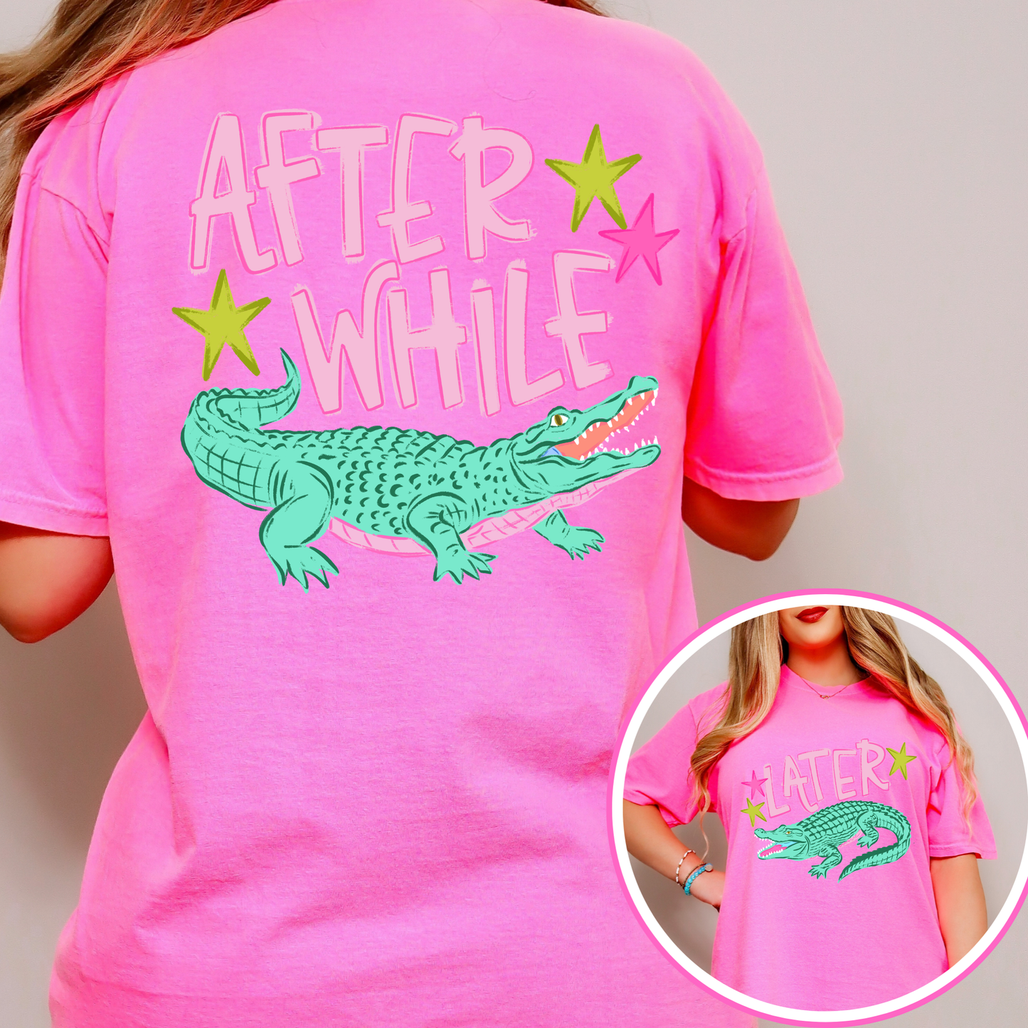 Later Gator Shirt | Funny Southern Saying Tee | Cute Alligator Graphic Shirt | After While Back Print Tee | Trendy Comfort Colors Style