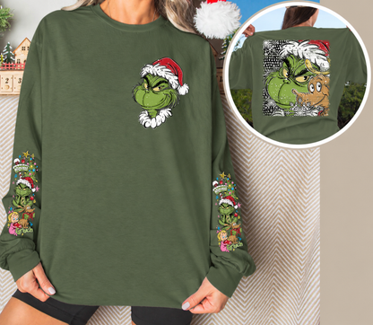 Christmas Green Holiday Character Long Sleeve Shirt | Family Christmas Shirt | Youth & Adult Sizes