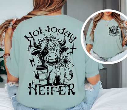 Not Today Heifer Shirt | Funny Cow Graphic Tee | Comfort Colors Oversized Unisex T-Shirt