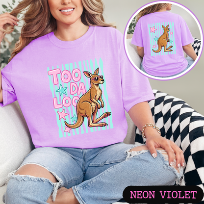 Too Da Loo Kangaroo Tee | Funny Retro Animal Shirt | Front & Back Graphic