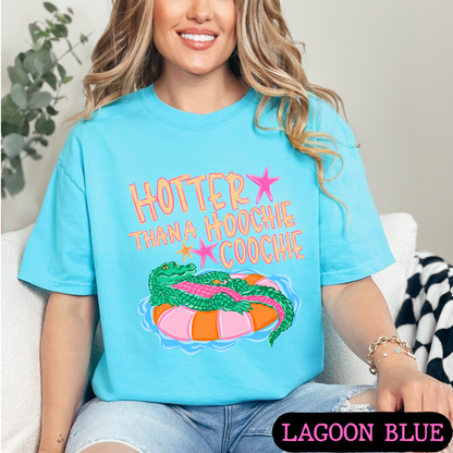 Hotter Than A Hoochie Coochie Graphic Tee | Funny Southern Alligator Shirt | Trendy Comfort Colors Style T-Shirt