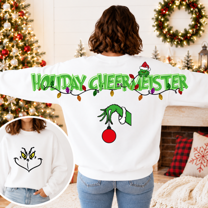 Holiday Cheermeister Mean One Christmas Sweatshirt – Front & Back Graphic Crewneck