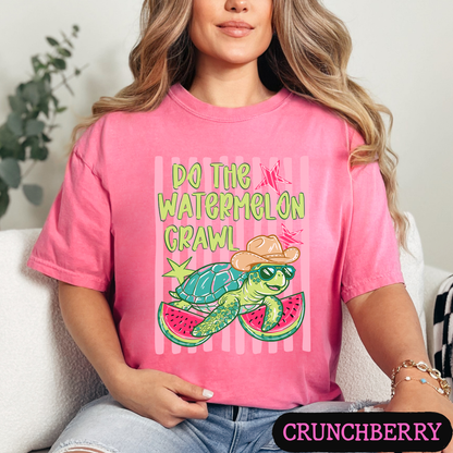 Do The Watermelon Crawl Turtle Graphic Tee | Summer Beach Shirt | Comfort Colors T-Shirt