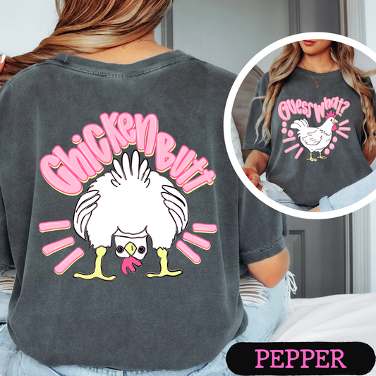 Guess What Chicken Butt Shirt | Funny Chicken Graphic Tee | Cute Farm Humor T-Shirt