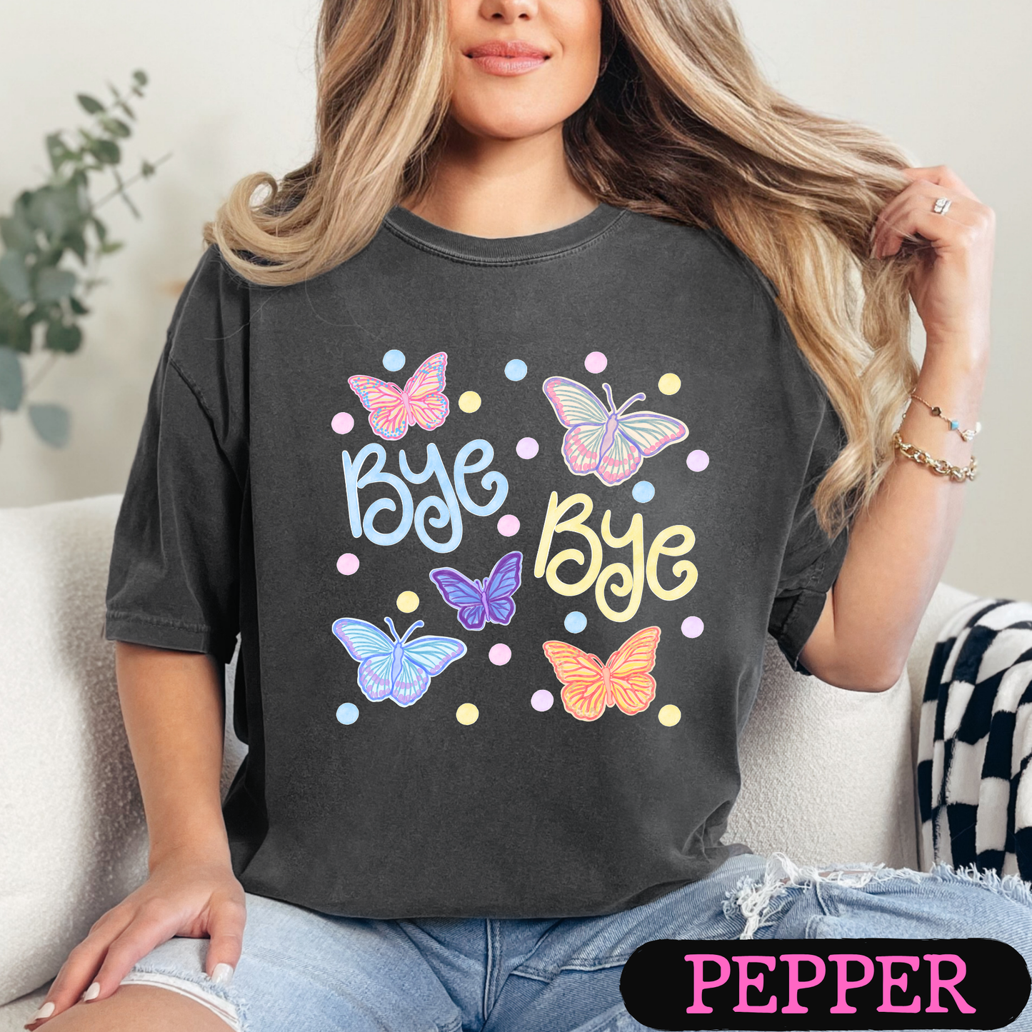 Bye Bye Butterfly Tee | Colorful Spring Graphic T-Shirt | Cute Butterfly Shirt