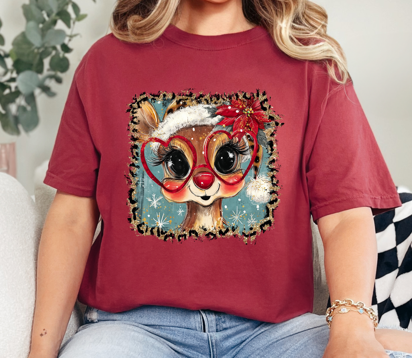 Cute Christmas Reindeer Tee | Holiday Graphic T-Shirt