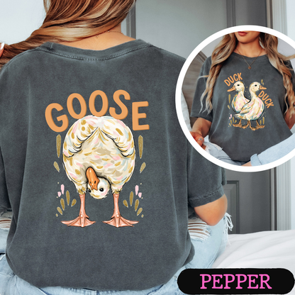 Duck Duck Goose Shirt | Funny Goose Graphic Tee | Cute Farm Animal T-Shirt | Trendy Comfort Colors Style Tee | Front & Back Print