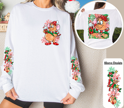 Christmas Mouse Long Sleeve Shirt – Front, Back & Sleeve Design