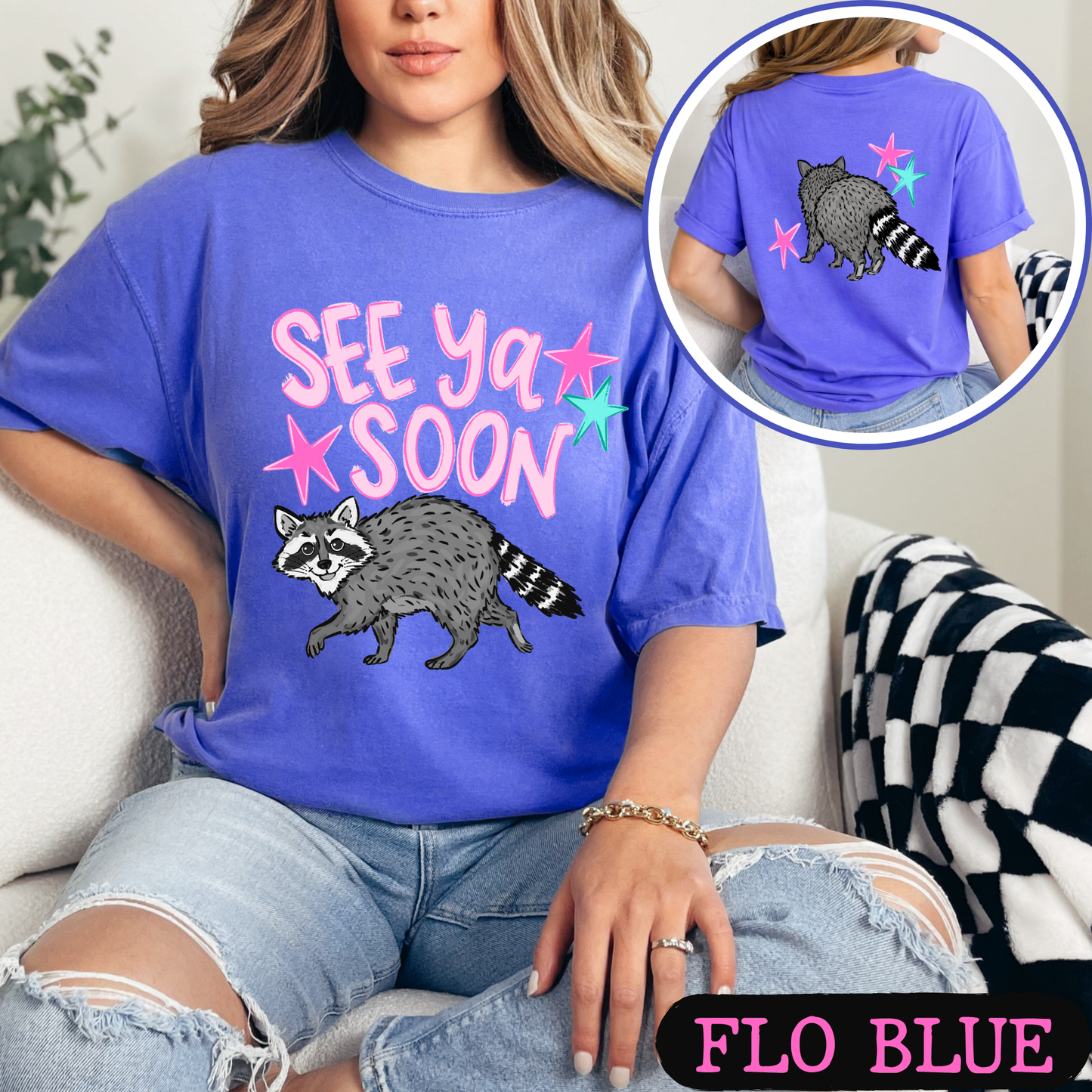 See Ya Soon Raccoon Graphic Tee | Funny Cute Raccoon Shirt | Trendy Comfort Colors T-Shirt