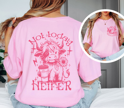 Not Today Heifer Shirt | Funny Cow Graphic Tee | Comfort Colors Oversized Unisex T-Shirt