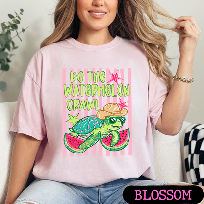 Do The Watermelon Crawl Turtle Graphic Tee | Summer Beach Shirt | Comfort Colors T-Shirt